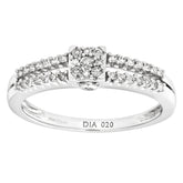 0.2ct Round Diamond Pave Set Side Stone Engagement Ring in UK Hallmarked 9ct White Gold